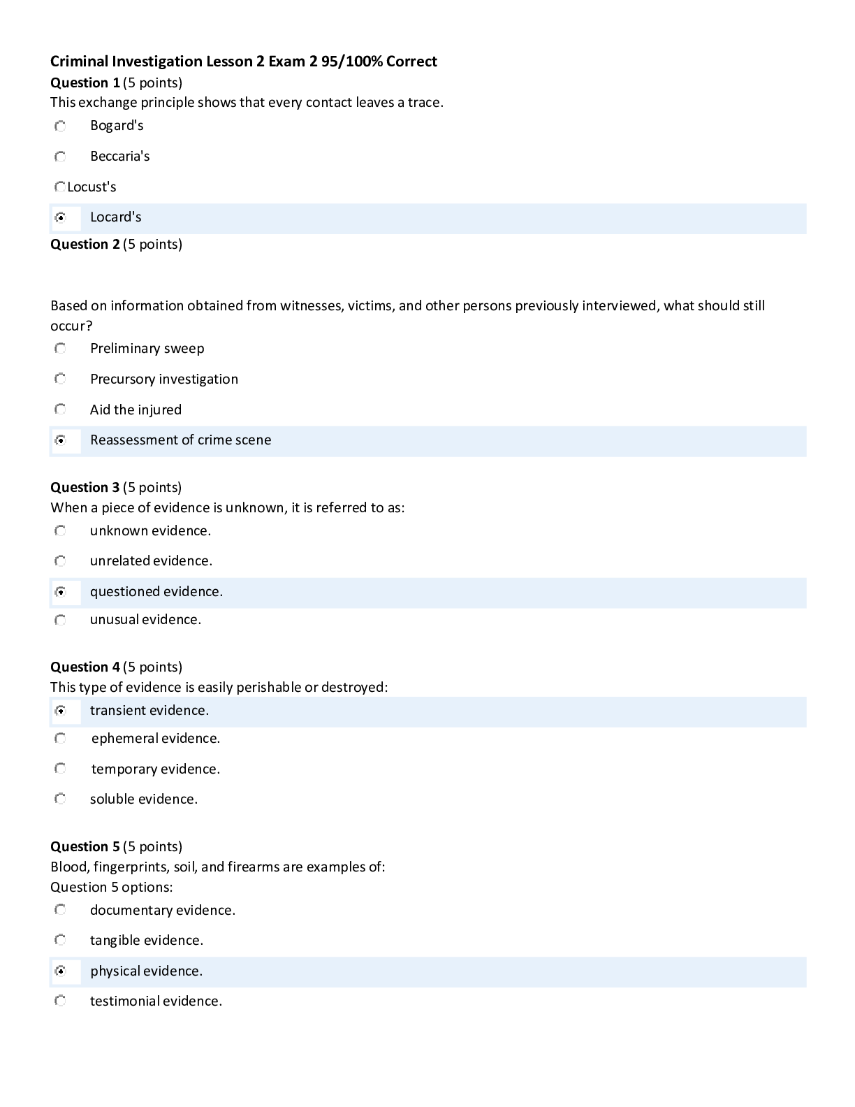 Preview image for J10 Criminal Investigation-Lesson 2 Exam 2 95